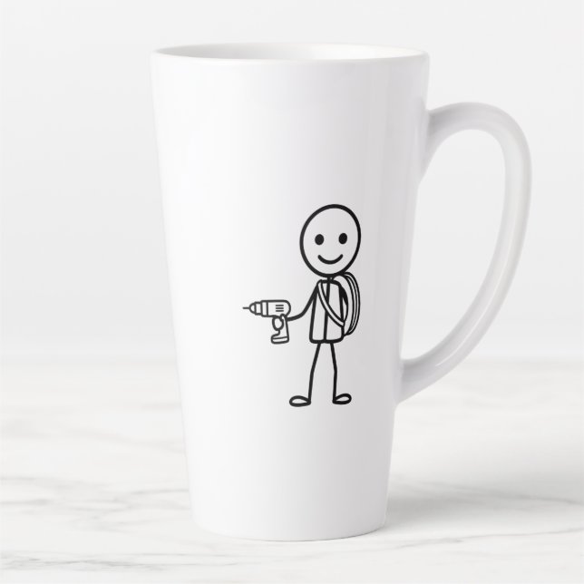 Tasse Latte Stickmen At Work - L'Électricien (Droite)