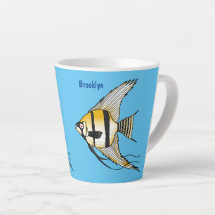 Tasse Latte Striped angelfish cartoon