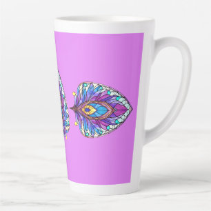 Tasse Latte Style Art Nouveau Vitrage Peacock Plumes