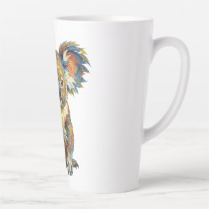 Tasse Latte Style de peinture à l'huile vibrant Koala impasto 