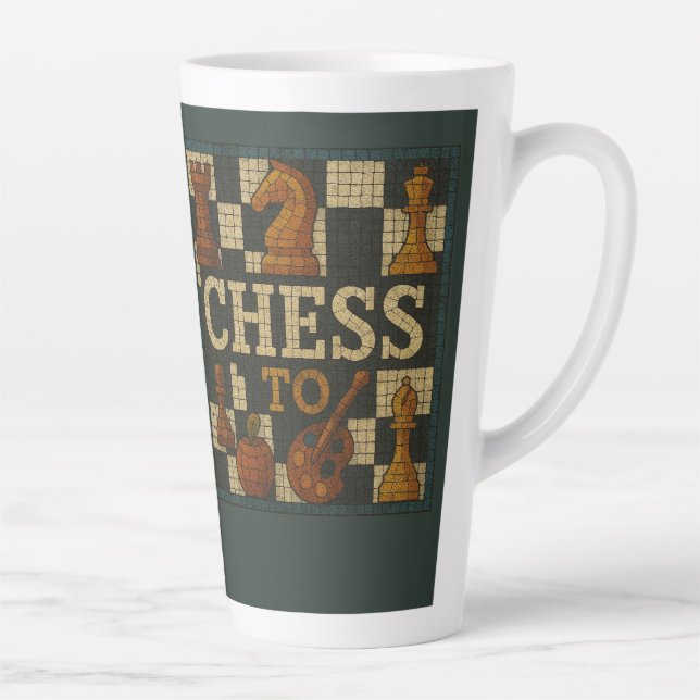 Tasse Latte style mosaïque d'échecs, (Droite)
