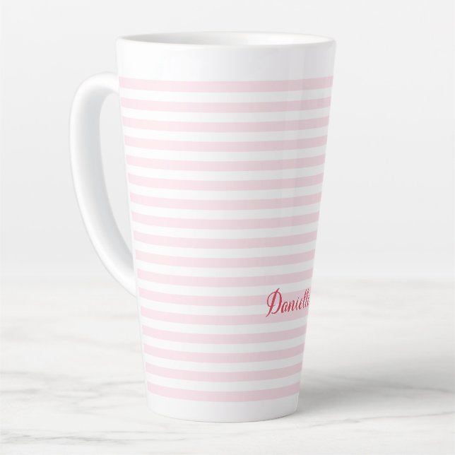 Tasse Latte Style rose moderne Élégante Typographie Monogramme (Angle gauche)