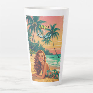 Tasse Latte Style Vintage Aloha de voyage Hawaïen d'Hawaï