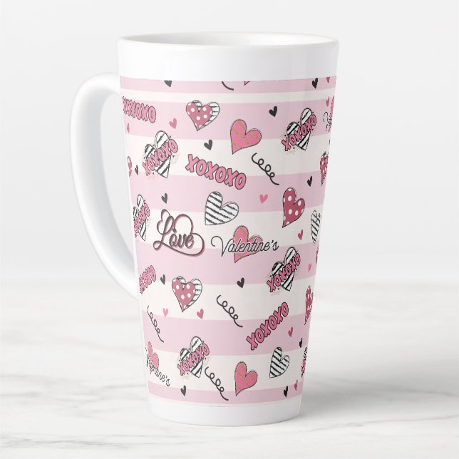 Tasse Latte Style XOXO Valentine's Day (Angle gauche)