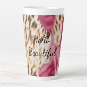 Tasse Latte Stylish Girly Rose White Gold Zebra