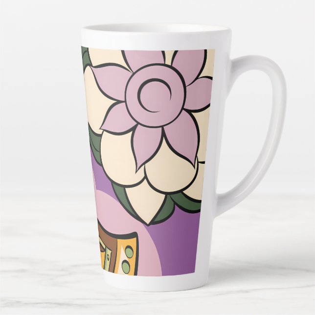 Tasse Latte Stylized Axe and Flower Design (Droite)