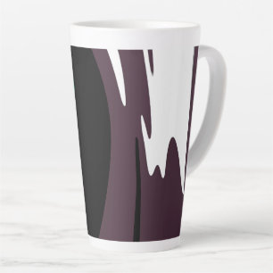Tasse Latte Submersion : Noir Abstrait, Blanc, Violet & Vert