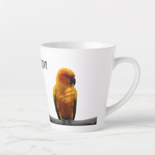 Tasse Latte Sun Conure Wildlife Art Nom personnalisé Animal (Droite)