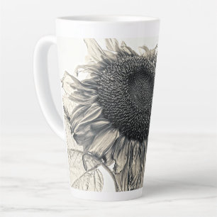Tasse Latte Sunflower Vintage art antique Sepia