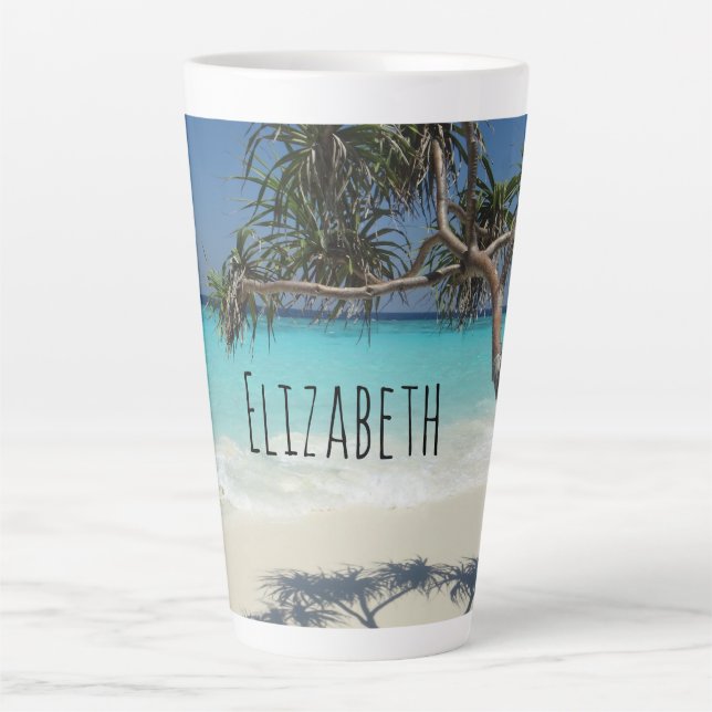Tasse Latte Sunny Tropical Beach Ocean Paradise (Devant)