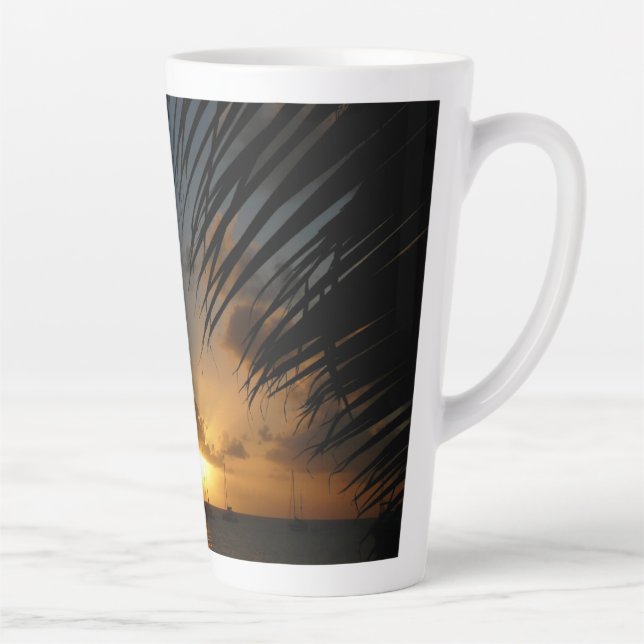 Tasse Latte Sunset Through Palm Fronds (Droite)