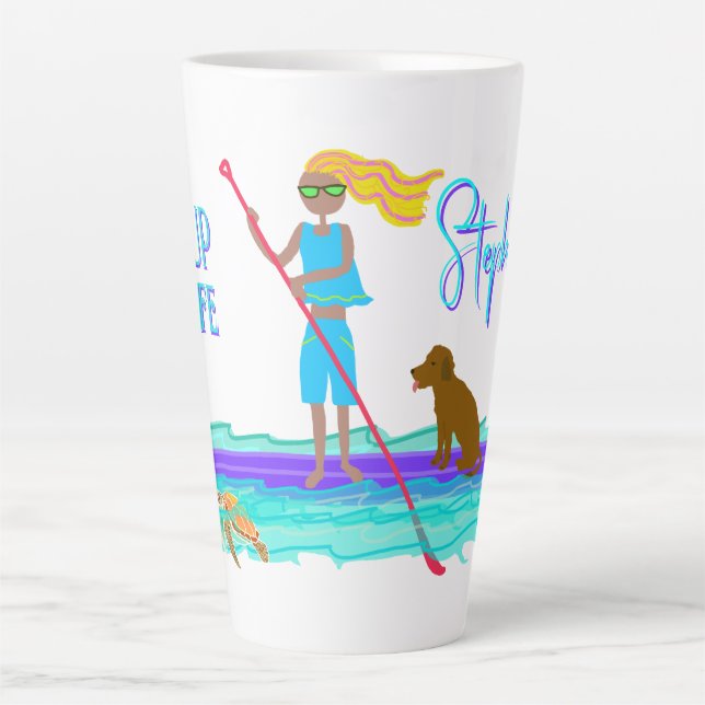 Tasse Latte SUP Life Illustrated Fille et Chien (Devant)