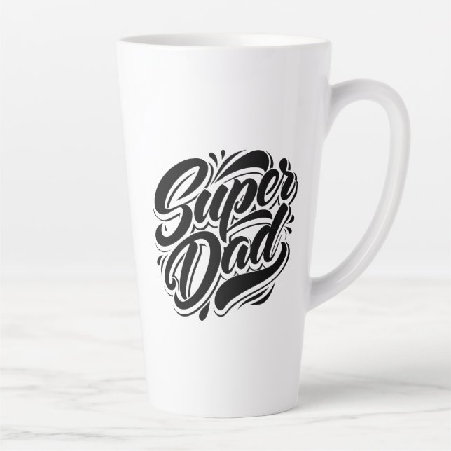 Tasse Latte Super Dad Hero Typography Design-67888 (Droite)