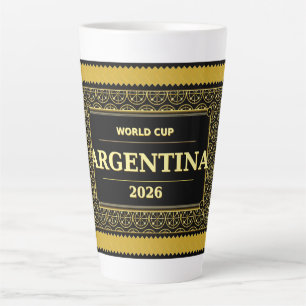 Tasse Latte Supporteur de football argentin 2026 Luxe noir or