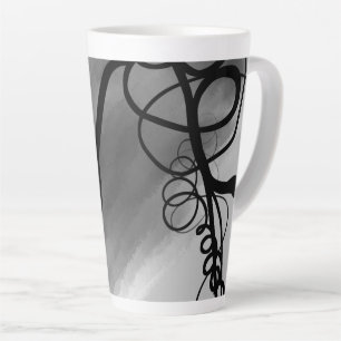 Tasse Latte Sur la grille : gris Abstrait, noir et blanc