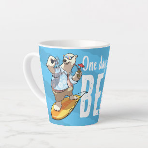 Tasse Latte Surf Ours Polaire Un Jour Plus Près De La Plage