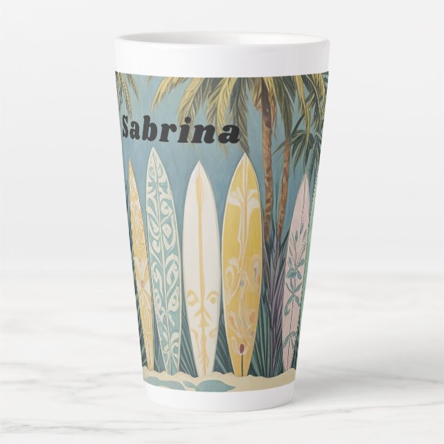 Tasse Latte Surf Up, Style Pastel Personnalisé (Devant)