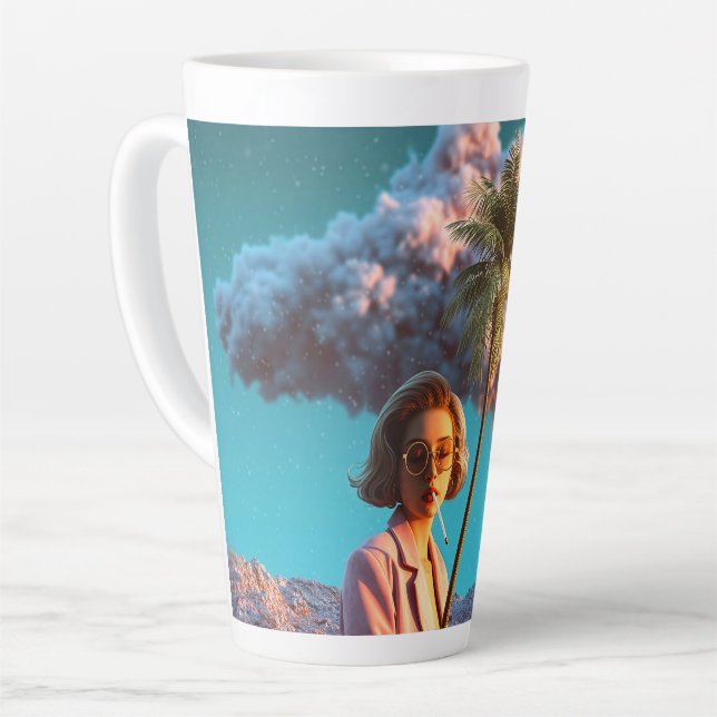 Tasse Latte Surreal Woman with Palm Tree (Angle gauche)