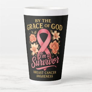 Tasse Latte Survivante du cancer du sein par la grâce de Dieu