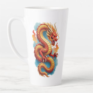 Tasse Latte Sweat à capuche illustration enflammée du dragon r