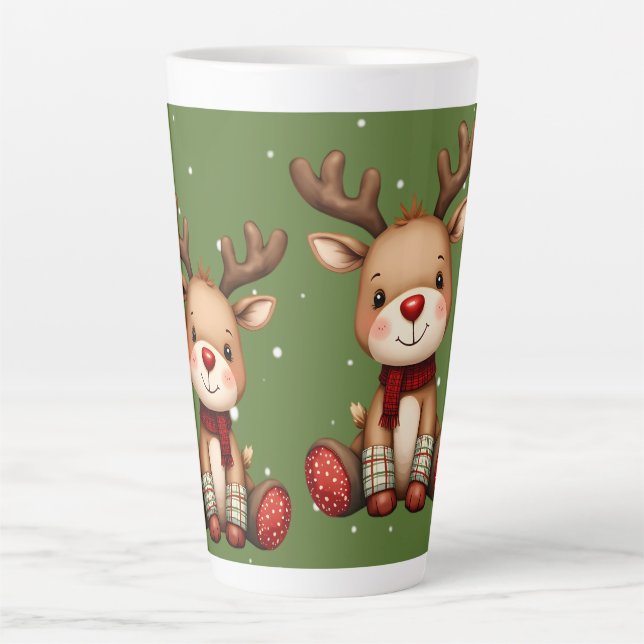 Tasse Latte Sweet Reindeer Pair in Holiday Snowfall (Devant)