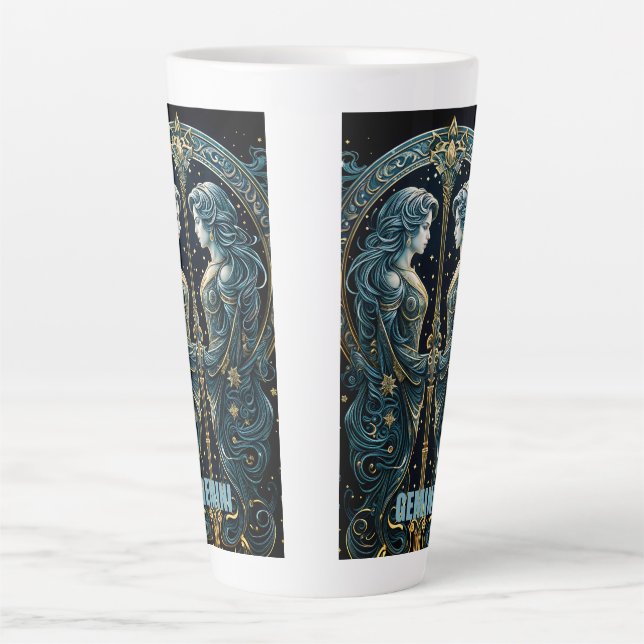 Tasse Latte Symbole astrologique de Gemini (Devant)
