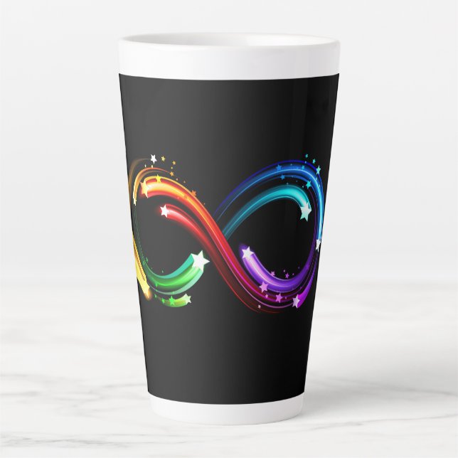 Tasse Latte Symbole de l'infini des comètes arc-en-ciel (Devant)