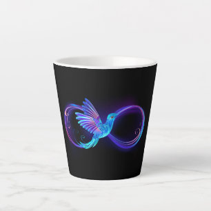 Tasse Latte Symbole de l'infini néon avec colibri lumineux