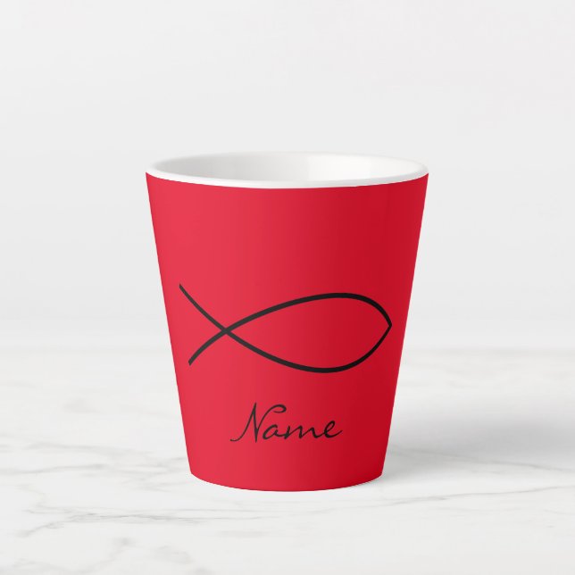 Tasse Latte Symbole de poisson chrétien Ichthys Thunder_Cove (Devant)