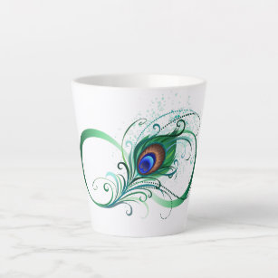 Tasse Latte Symbole d'infini avec plume de paon