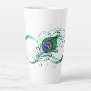 Tasse Latte Symbole d'infini avec plume de paon