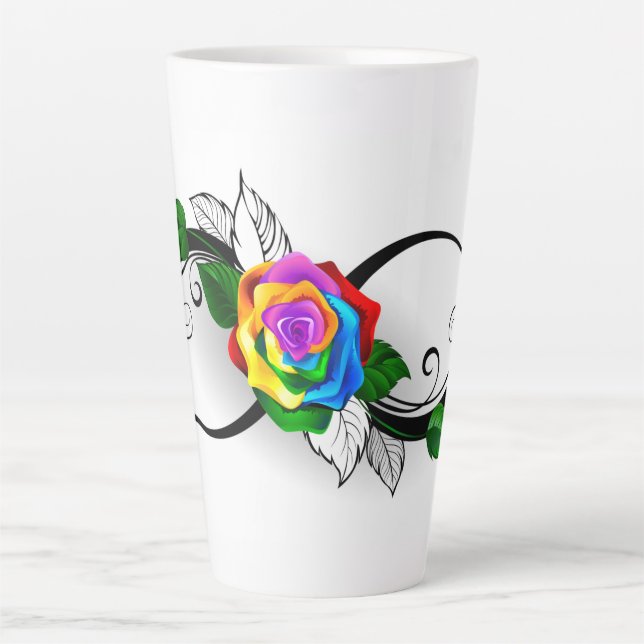 Tasse Latte Symbole d'infini avec Rose arc-en-ciel (Devant)