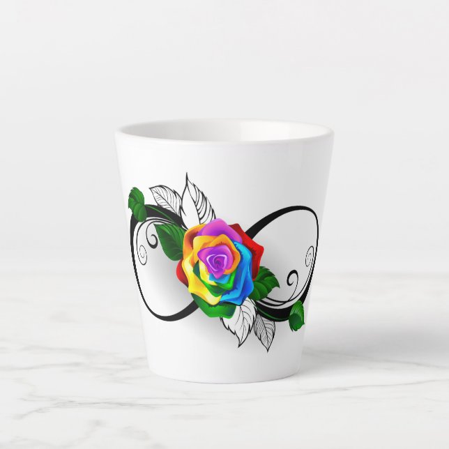 Tasse Latte Symbole d'infini avec rose arc-en-ciel (Devant)