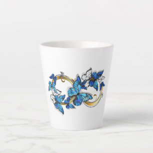 Tasse Latte Symbole infini de papillons Morpho bleus