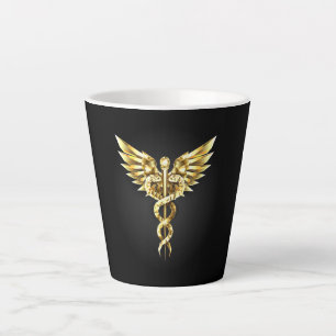 Tasse Latte Symbole Polygonal Or Caduceus
