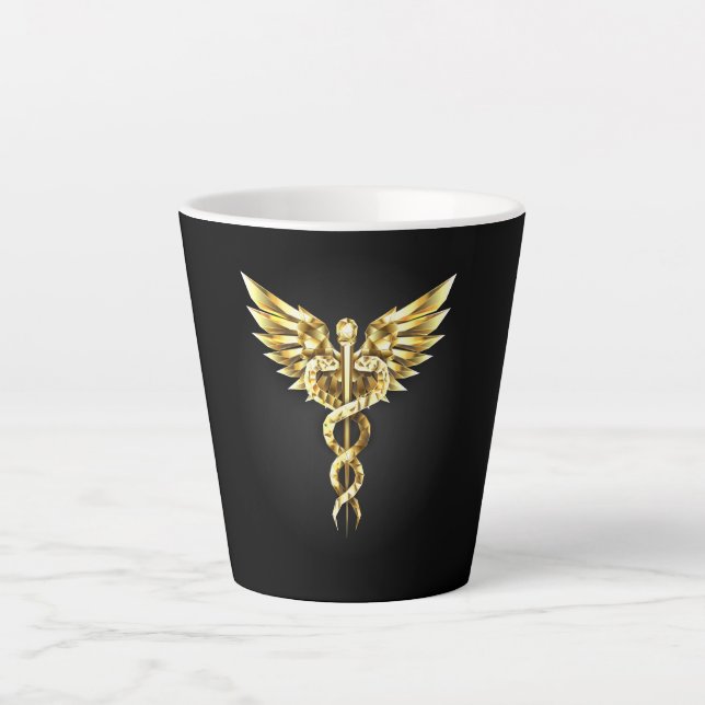 Tasse Latte Symbole Polygonal Or Caduceus (Devant)