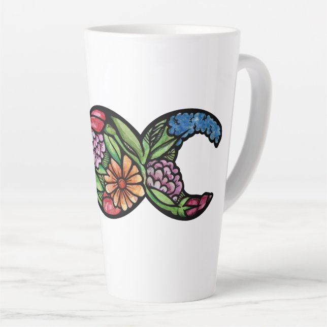 Tasse Latte Symbole Triple Lune Fleurir (Angle droit)