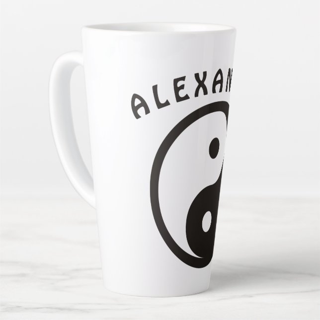 Tasse Latte Symbole Yin Yang - tatouage solide (Angle gauche)
