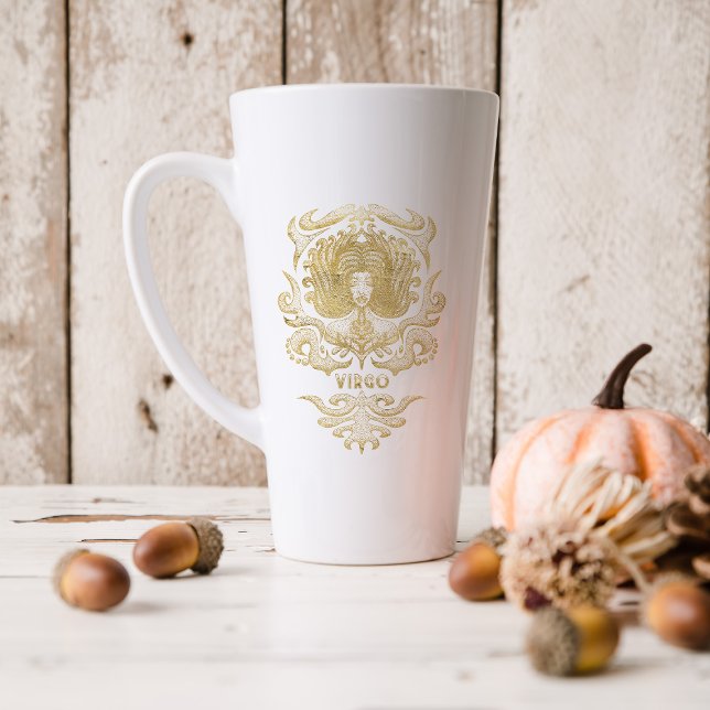 Tasse Latte SYMBOLE Zodiaque de la Virgo Gold | Monogramme (Créateur téléchargé)