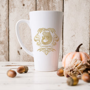 Tasse Latte SYMBOLE Zodiaque d'or Aquarius   Monogramme