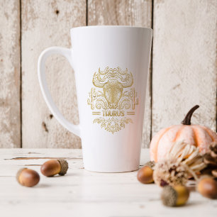 Tasse Latte SYMBOLE Zodiaque du Taurus d'or   Monogramme