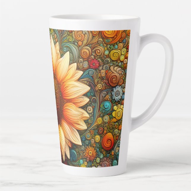 Tasse Latte Symphonie surréelle de tournesol (Droite)