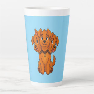 Tasse Latte T-shirt drôle pour enfant avec un chien de dessin