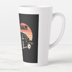 Tasse Latte T-shirt graphique voiture rétro vintage coucher de