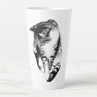 Tasse Latte Tabby Cat Monochrome Musique