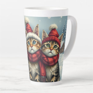Tasse Latte Tabby Cats en hiver de l'avant-garde et hiver Casq