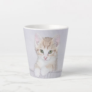 Tasse Latte Tabby Orange Kitten Peinture - Art Chat original