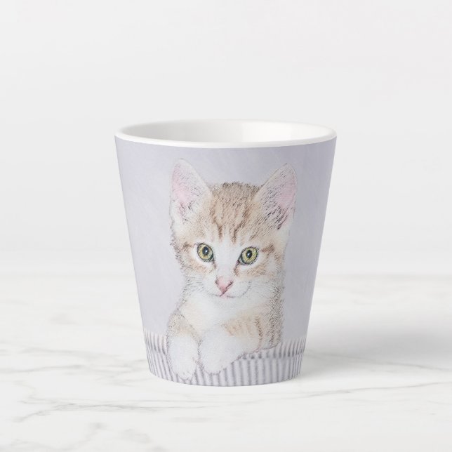 Tasse Latte Tabby Orange Kitten Peinture - Art Chat original (Devant)