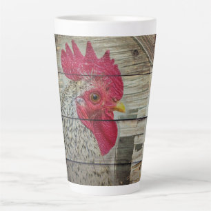 Tasse Latte Tableau de la fourrure de poulet rustique Rooster