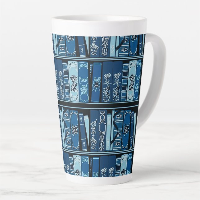 Tasse Latte Tablettes de livres bleus Livres Vintages (Angle droit)